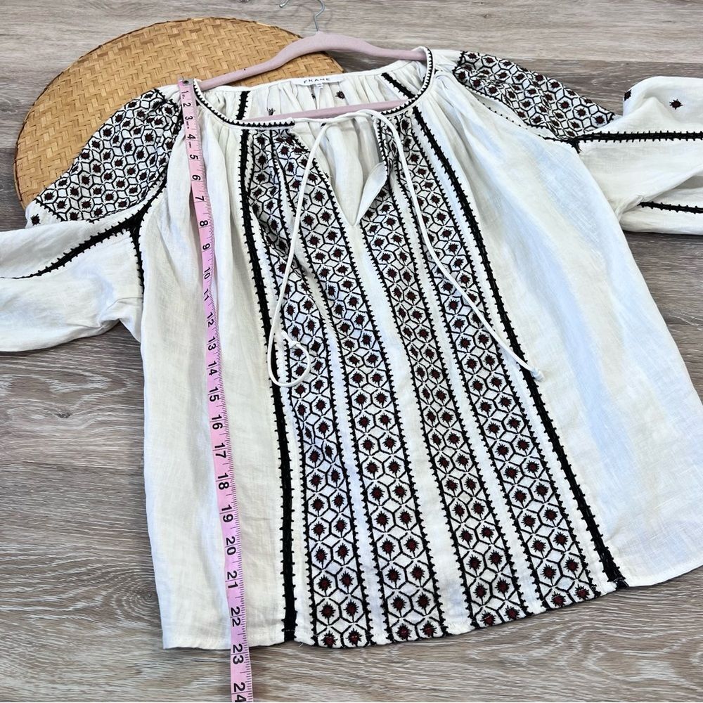 FRAME anita‎ linen embroidered peasant blouse - Picture 6 of 9